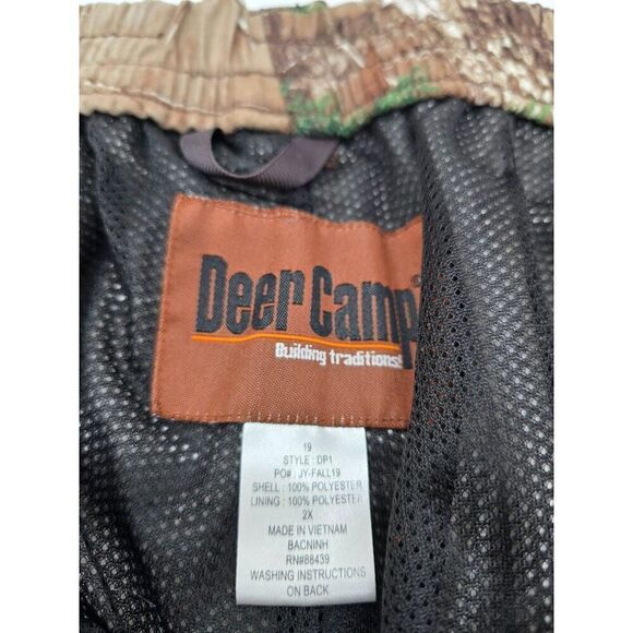 Deer Camp Mens 2X Camouflage Hunting Pants 100% Polyester Elastic Waist Fall Pat - Picture 3 of 12